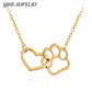 Heart & Dog Paw Charm Necklace Puppy Foot Print Lover Pet Jewelry Best Gifts for Women - The Max & Rex Collection