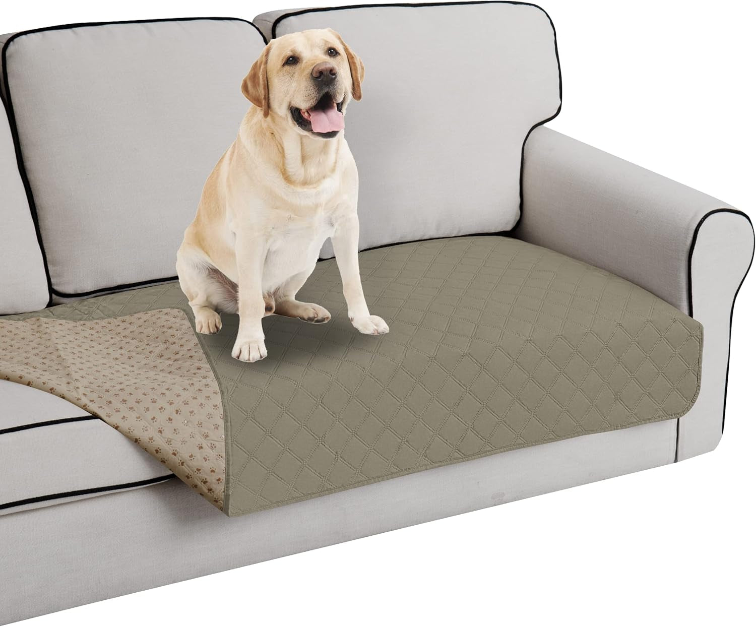 Easy-Going 100% Waterproof Dog Bed Cover Washable Couch Cover Non-Slip Sofa Cover Leakproof Blanket Furniture Protector Cover Reusable Incontinence Bed Underpads for Pets Kids Dog Cat(68X82 In,Gray)