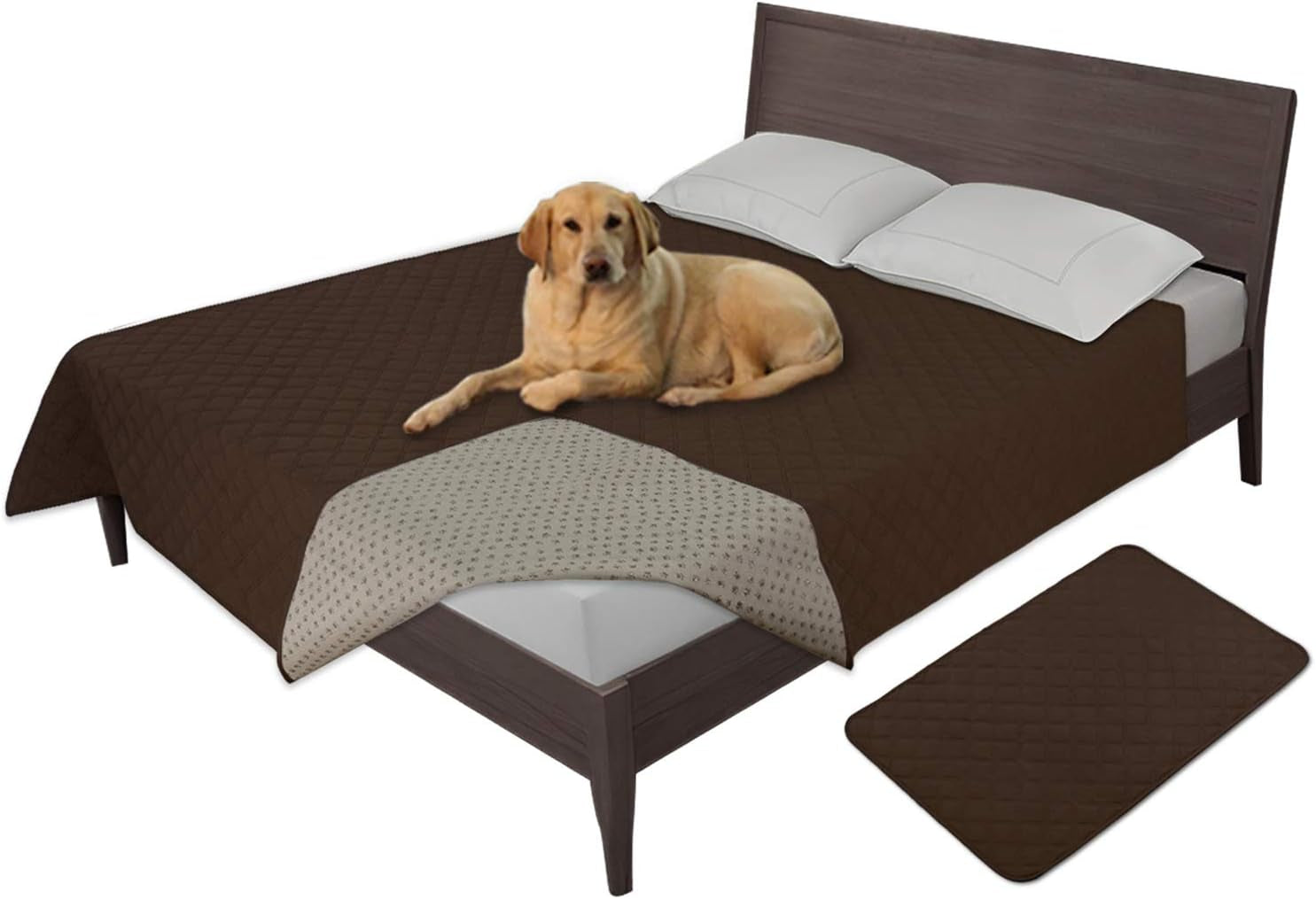 Easy-Going 100% Waterproof Dog Bed Cover Washable Couch Cover Non-Slip Sofa Cover Leakproof Blanket Furniture Protector Cover Reusable Incontinence Bed Underpads for Pets Kids Dog Cat(68X82 In,Gray)