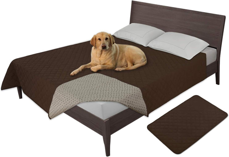 Easy-Going 100% Waterproof Dog Bed Cover Washable Couch Cover Non-Slip Sofa Cover Leakproof Blanket Furniture Protector Cover Reusable Incontinence Bed Underpads for Pets Kids Dog Cat(68X82 In,Gray)