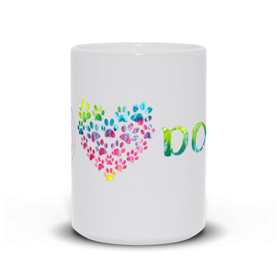 Peace, Love, Dogs Mug – Dog Lover’s Coffee Cup with Paw Print Heart - The Max & Rex Collection