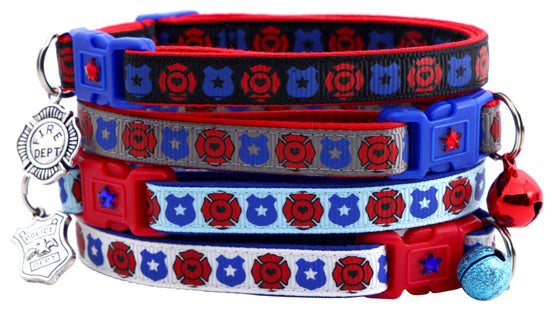Fire & Police Badges Cat Collar – Breakaway Safety Collar for Cats & Kittens - The Max & Rex Collection